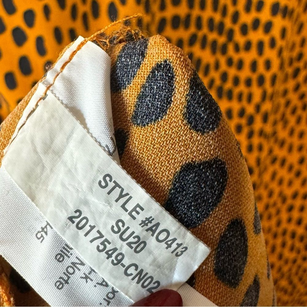J.Crew Drapey Cheetah Print Twill Wrap Dress with Black Dot Print Mustard - Picture 2 of 9
